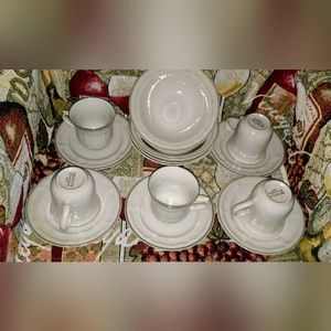Newcor Stoneware Coffee Cup and Saucer Set Of 5 & 4 Bowls